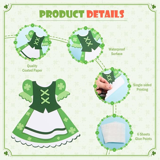 FOBSME 100 Pcs St. Patrick's Day Leprechaun Cutouts 5.91 Inch St. Patrick's Day - Image 3