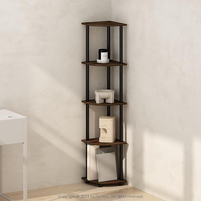 Furinno Turn-N-Tube Storage Shelves, 5-Tier Book Shelf, Corner Shelf, Toolless by Furinno-FitsYourSpaceFitsYourBudget