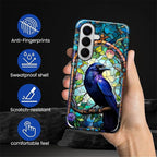 for Samsung Galaxy S26+ Case, Crow Faux Stained Glass Pattern Glossy 2 in 1 - Image 4