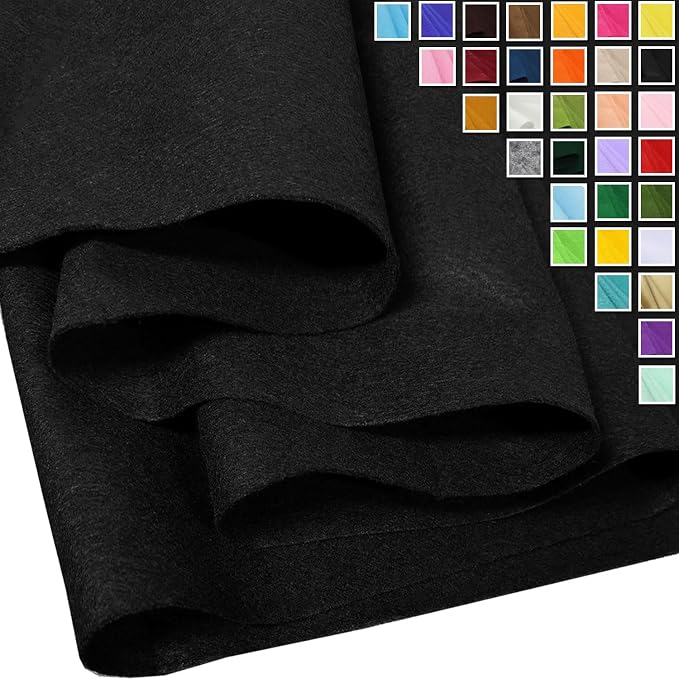 Black Felt Fabric 36" X 36", 1.6mm Thick Soft and Durable Flexible Craft Felt by FANOMMI