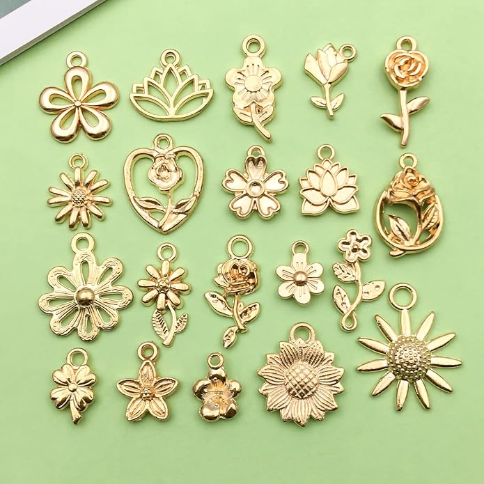 Valentine's Day Heart Charms Set, Decorative Rose and Flower Designs - Image 2