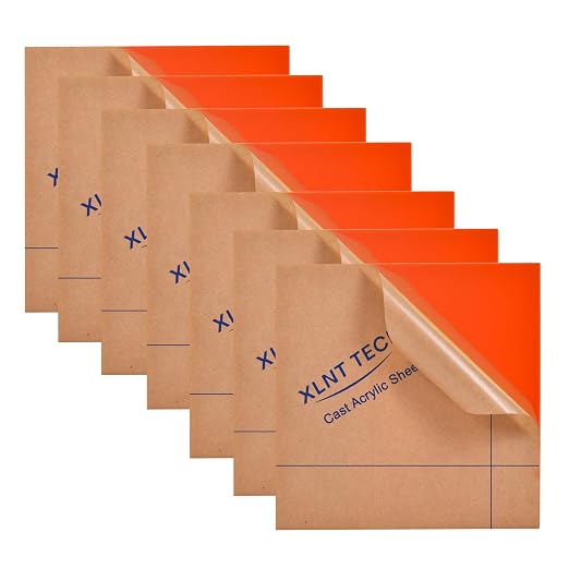 6 PCS Orange Cast Acrylic Opaque Plastic Sheet 8 x 8 Inch, by MaterialsParts