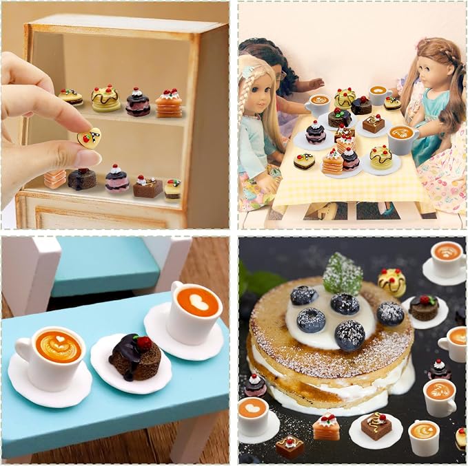 Hiawbon 24 Pcs Miniature Coffee Cup 1:12 Coffee Mugs Cakes Model | Miniatures - Image 8