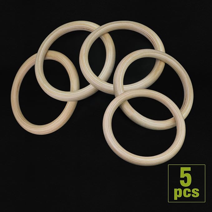 FoDau770 5pcs Natural Beech Wooden Rings, Unfinished Solid Wood Rings Heavy - Image 2
