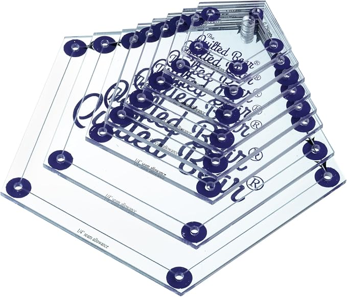 The Quilted Bear Pentagon Quilting Templates – 8 Clear Non-Slip Acrylic Quilt by TheQuiltedBearsProducts