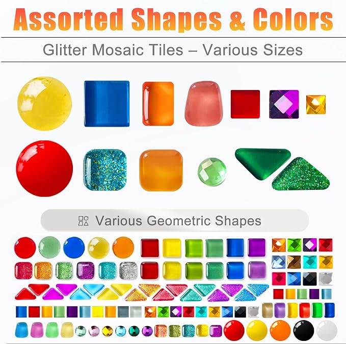 LITMIND Mosaic Tiles for Crafts Bulk, 4.4 LB Crystal Glass Mosaic Pieces - Image 2