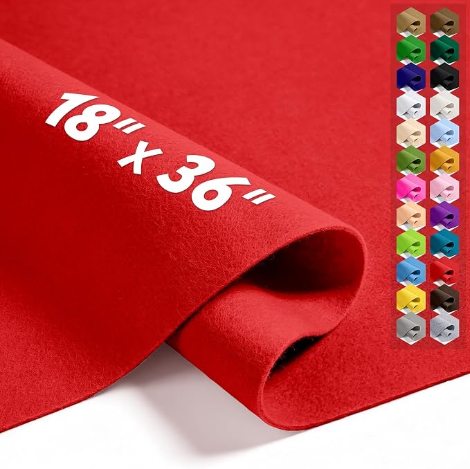 Red 18" X 36" Felt Fabric Sheet by Luceinvita