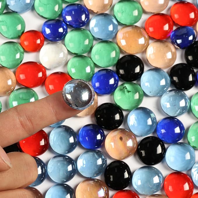 1LB Flat Glass Pebbles for Vase, Glass Gem Stones for Aquarium, Decorative - Image 5