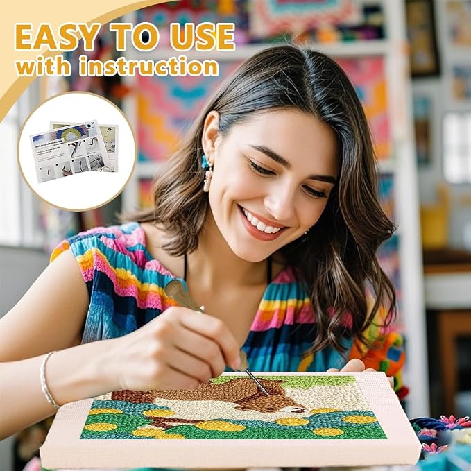 Doodlream Brown Bear DIY Punch Needle Embroidery Kit - Image 3