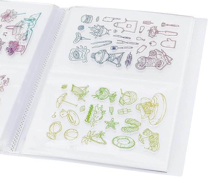 GLOBLELAND 80 Pockets Clear Stamps Storage Album Cut Dies Storage Bag Embossing by GLOBLELAND