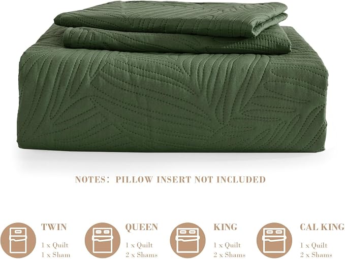 Exclusivo Mezcla California King Quilt Bedding Set, Lightweight Olive Green - Image 6