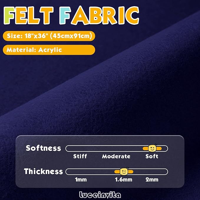 Navy Blue 18" X 36" Felt Fabric Sheet - Image 2