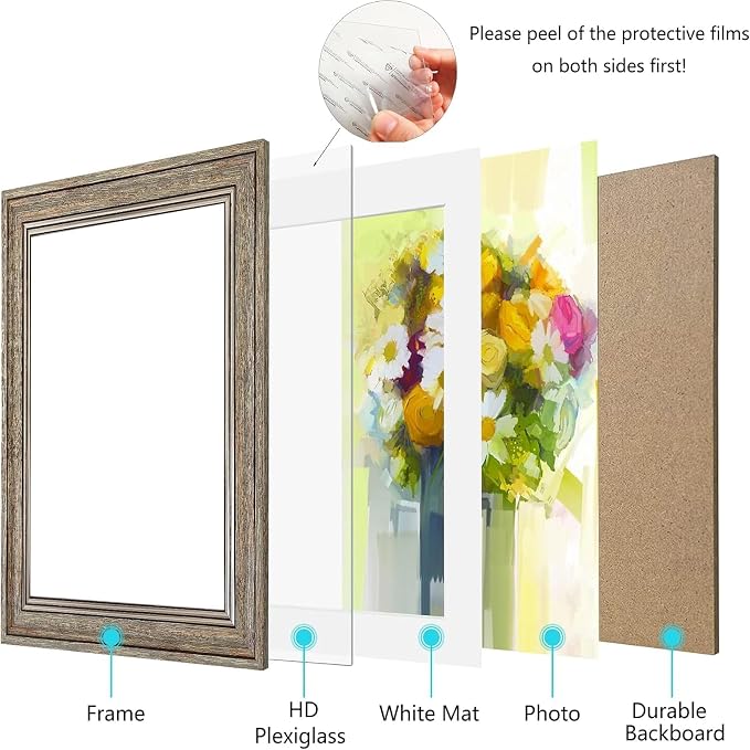LUCKYLIFE 11x14 Picture Frame Set of 4, Display 9x12 Pictures - Image 7