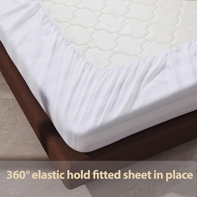 100% Egyptian Cotton Fitted Sheet Full Size, 600 Thread Count, Single Fitted - Image 6