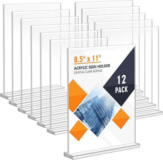 Enayplon Acrylic Sign Holder 8.5 x 11, Double Sided Sign Holder Stand, Plastic by Unknown