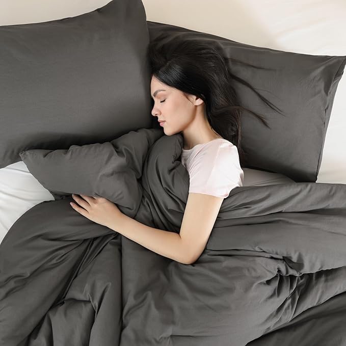 ROSGONIA King Size Comforter Set Charcoal Grey, All Season Bedding Lightweight - Image 2