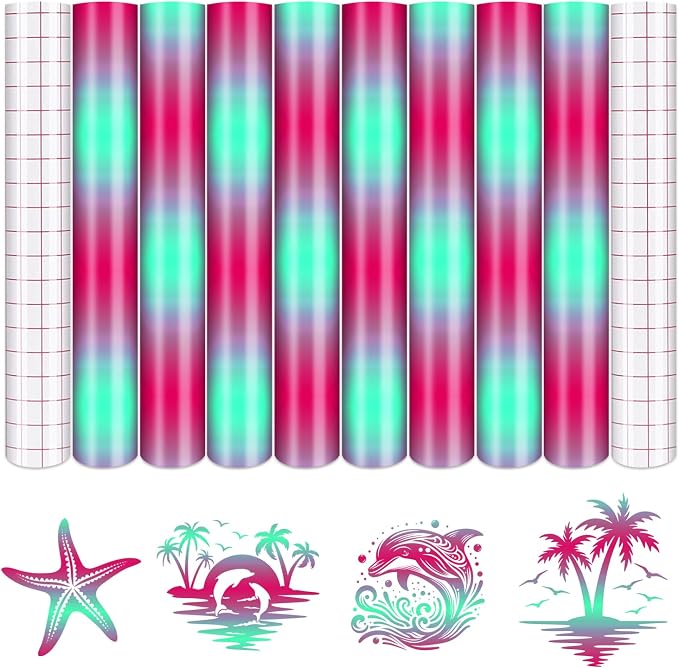 Tintnut Gradient Permanent Vinyl 8 Pcs12x10in Pink Blue Adhesive Vinyl | by Tintnut