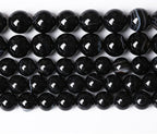 32PCS 12mm Natural Black Striped Agate Beads Gemstone Round Loose Beads - Image 2