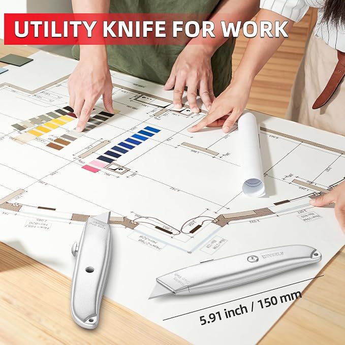 DIYSELF Utility Knife, 20 Pack Heavy Duty Box Cutter Retractable, Box Cutter - Image 6