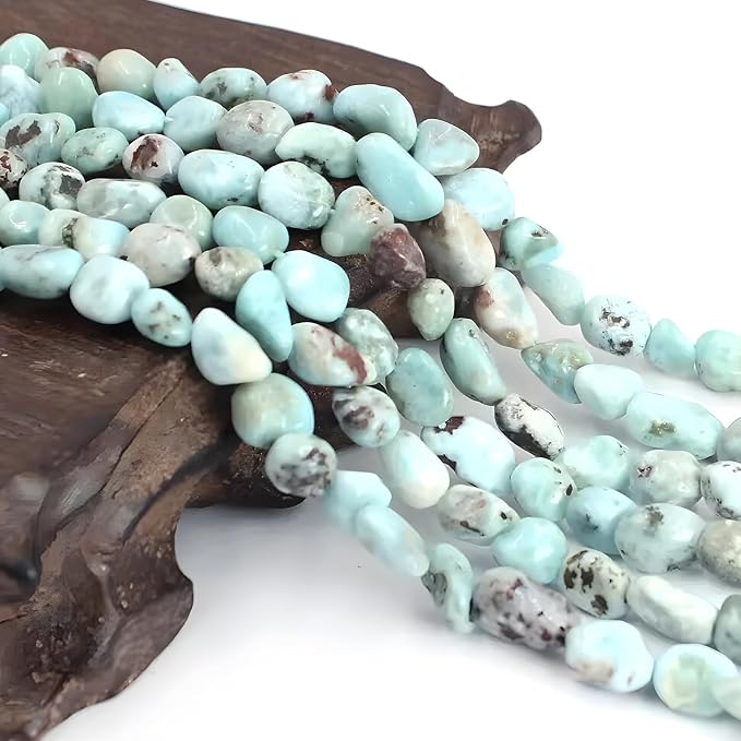 HAAMIIQII Natural Larimar Pebble Stone 5-8mm Small Irregular Freeform Tumbled - Image 2