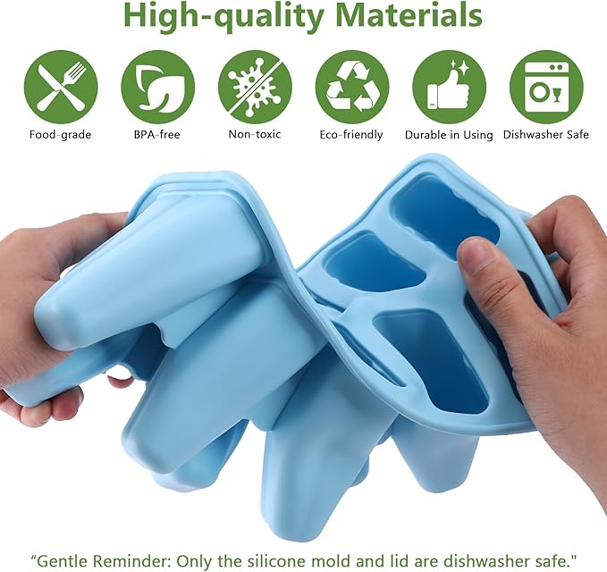 10-Count Popsicle Mold with 200 Sticks, 200 Bags, 10 Reusable Sticks | Silicone - Image 2