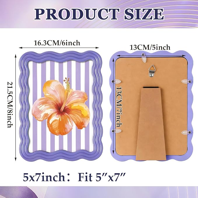 AceOrbit 5 x 7 Colorful Scalloped Picture Frame Scallop Edges Maximalist - Image 2