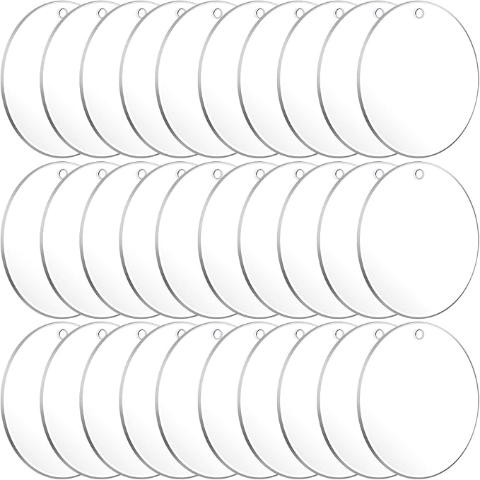 Audab 30Pcs Acrylic Ornament Blanks Bulk, Round Acrylic Blanks by Audab