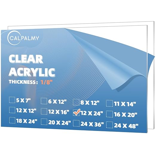 CALPALMY 12 x 24” Clear Acrylic Sheet Plexiglass – 1/8” Thick; Use by CalPalmy