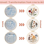 Herdiese Embroidery Kit for Beginners & Adults, 3 Floral Patterns & Hoop | - Image 3