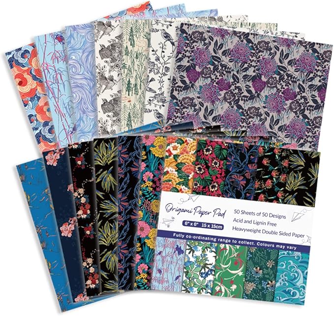 Origami Paper Kit 50 Sheets 6 Inch Square Double Sided Color 50 Vivid Japanese - Image 3