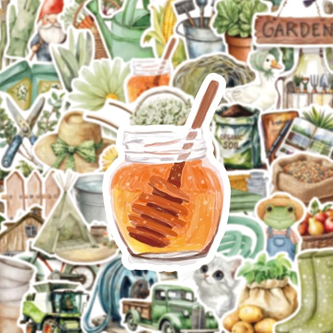 50 Pcs Cute Garden Farm Life Stickers, Vintage Plant Gardening Tool Animal - Image 2