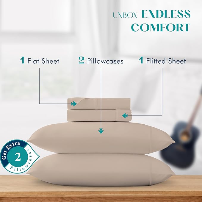 XOOX Linen Egyptian Cotton Sheets King Size - Image 3