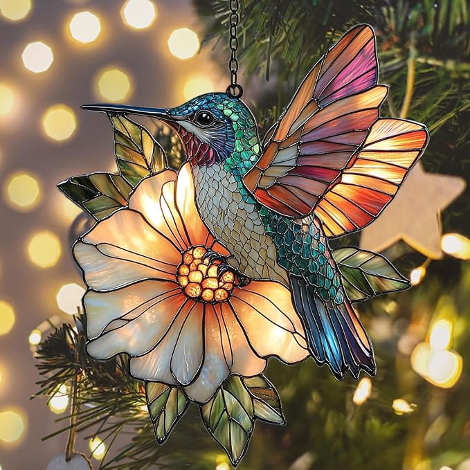Hummingbird Mosaic Style Acrylic Suncatcher Stained Glass Effect Window Car - Image 6