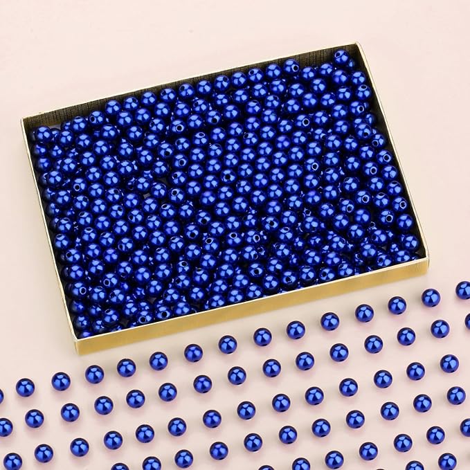 DUQGUHO Blue Beads for Bracelets Pearls for Jewelry Making 8mm Blue Pearl for - Image 4