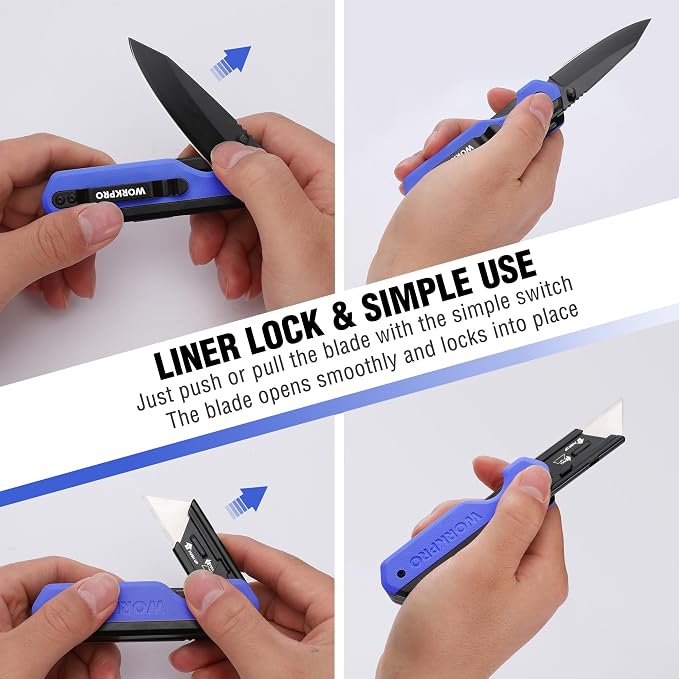 WORKPRO 2-in-1 Folding Knife/Utility Knife, Quick-Change Box Cutter - Image 6