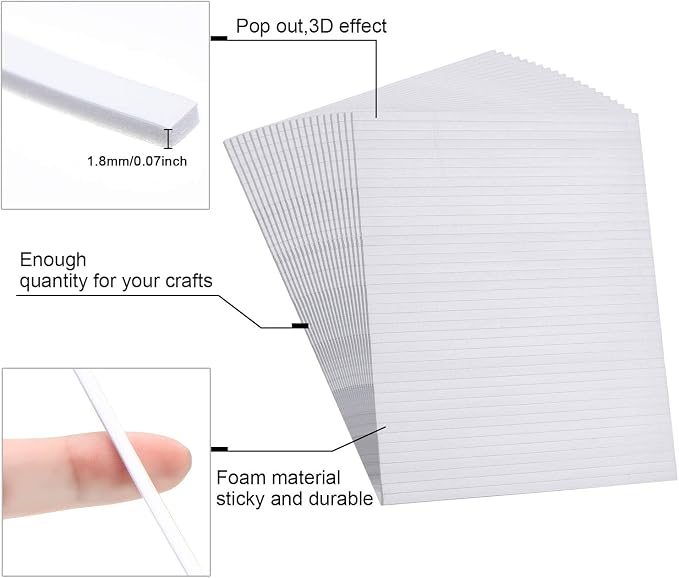 500 Pieces Double Sided Foam Strips, 3.9 in, Dual-Adhesive 3D Foam Tapes | Foam - Image 5