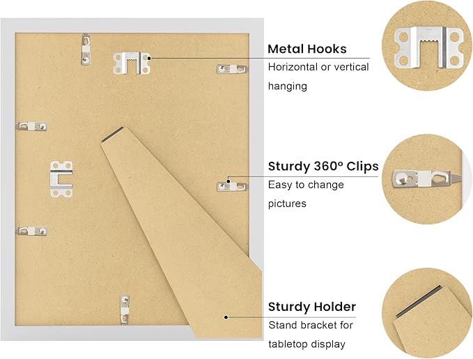8x10 Picture Frame with Real Glass, Wooden cute 8 x 10 Photo Frame with Wavy Mat - Image 4