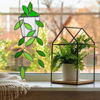 Fake Hanging Plants Greenery Stained Glass Plant Window Hanging Handmade Green - Image 7