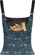 William Morris Bird Print Ultimate Clothespin Storage System 14.5"x12" - Features Oversized Opening & Extended 5.5" Hanging Strap - Polyester Construction for Outdoor Use Decor