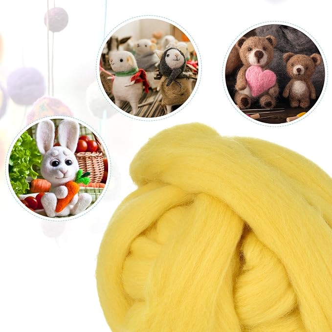 uxcell Needle Felting Wool, 8.5 Oz Nature Fibre Wool Yarn Roving - Image 4
