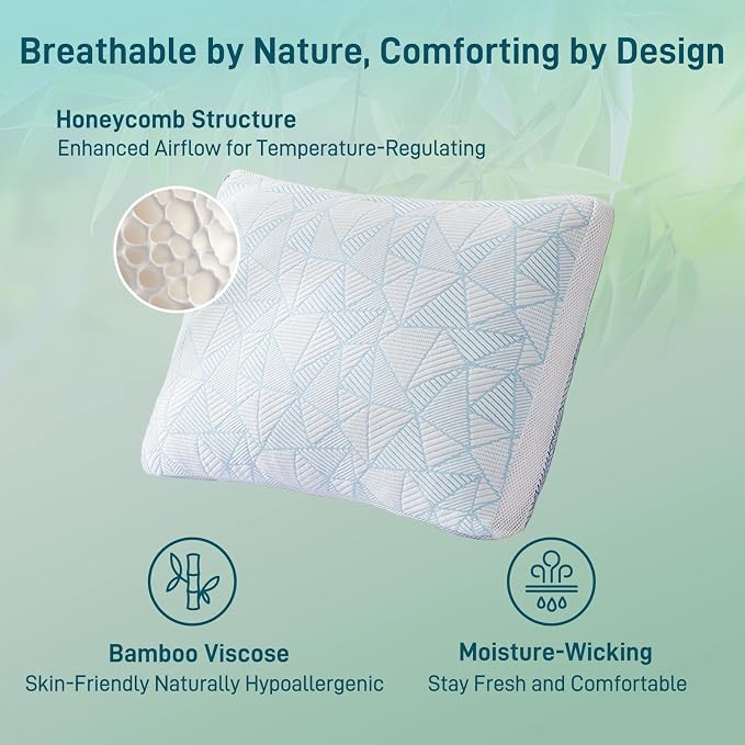 Cotelovo Shredded Memory Foam Cooling Soft Bamboo Viscose Pillows Adjustable - Image 4