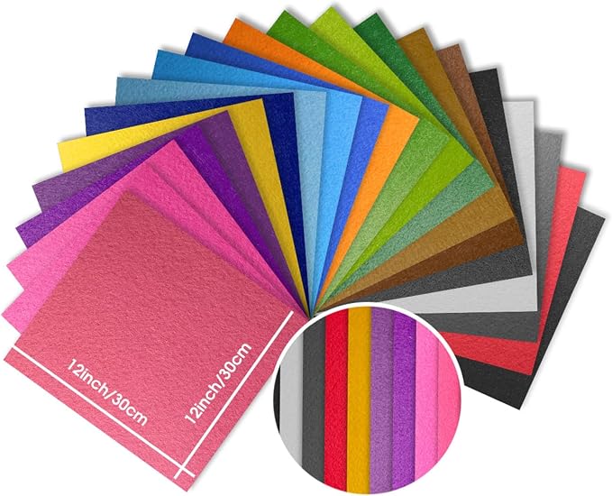 12" x 12" Felt Fabric Sheets for Crafts, Squares Felt Fabric Sheets, 1mm Thick - Image 4
