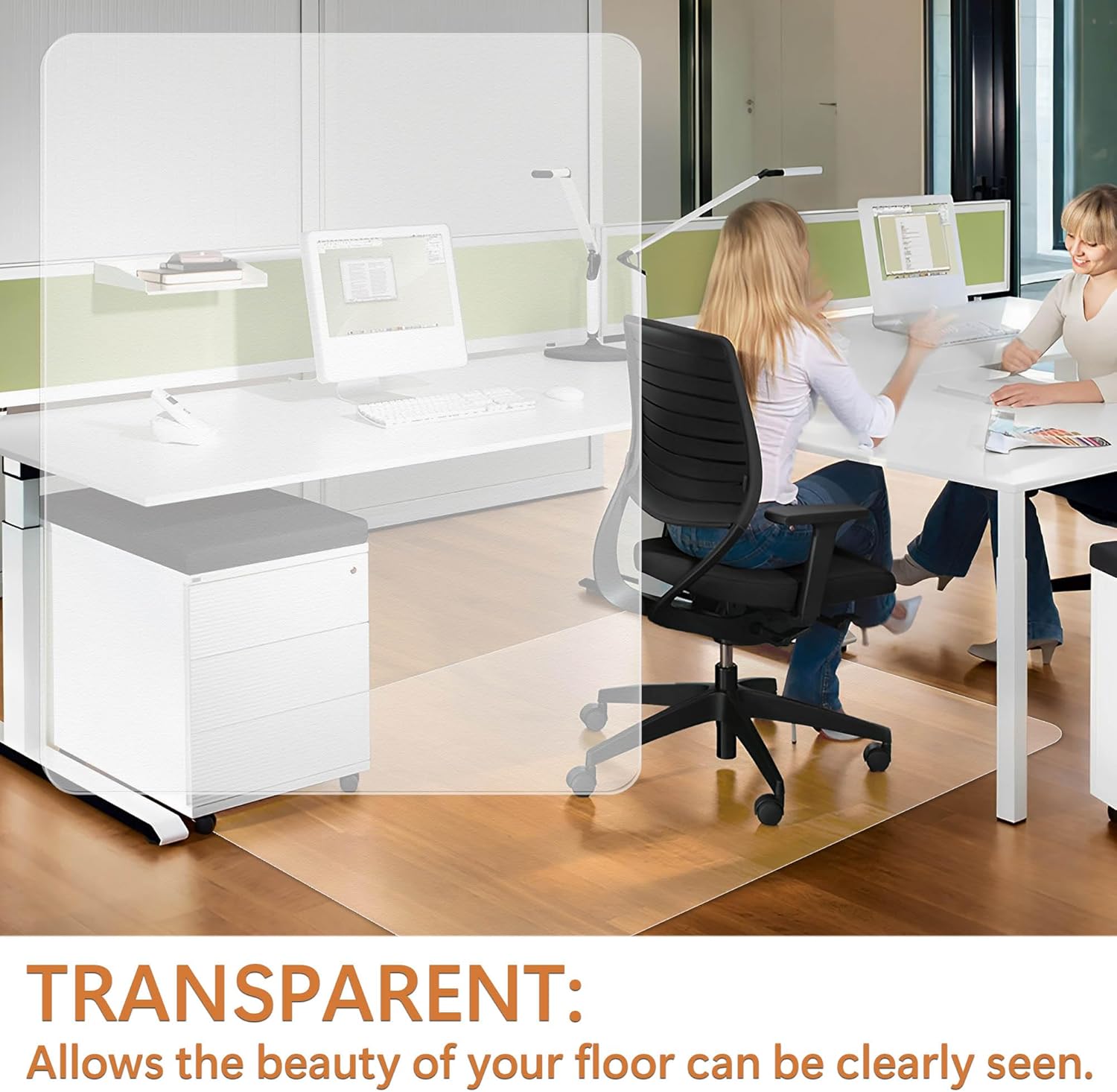 Large Office Chair Mat for Hardwood Floor- 48'' x 60'' Clear Chair Mat for Hard Wood/Tile Floors, Easy Glide Plastic Floor Protector Mat for Office Chairs on Hardwood for Work & Home