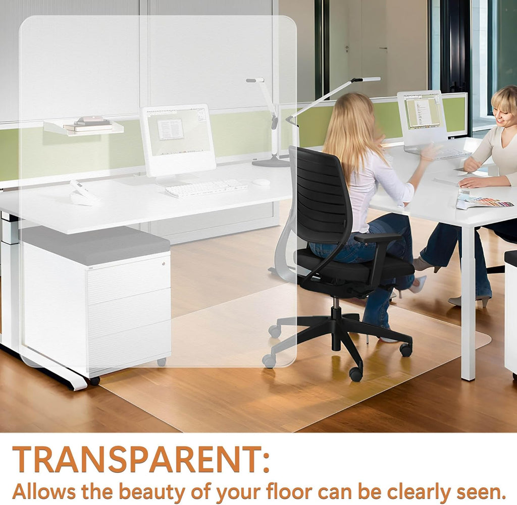 Office Chair Mat for Hardwood Floor- 44" x 58" Clear Desk Computer Chair Mat for Hard Wood/Tile Floors, Easy Glide Plastic Mat for Under Office Chairs on Hardwood for Work & Home