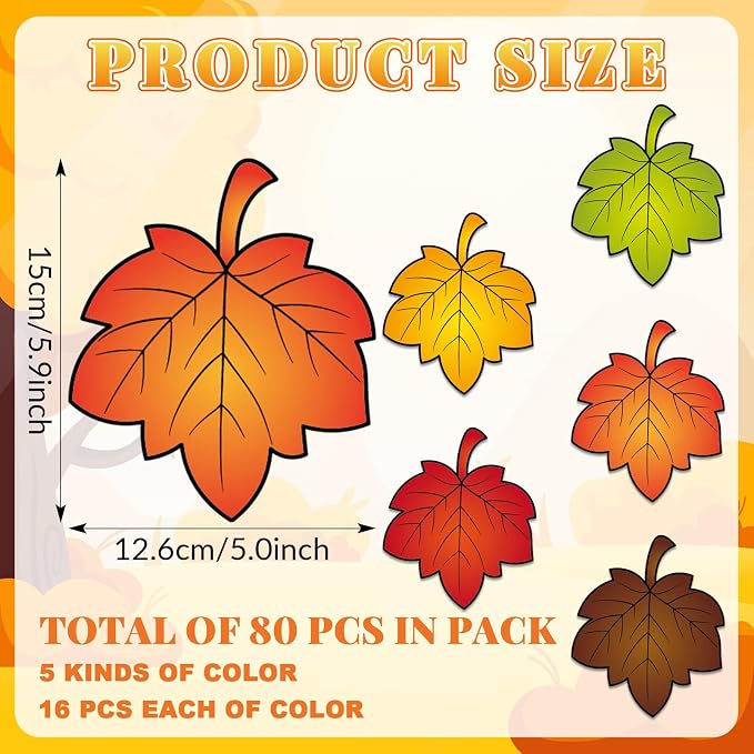 gisgfim 80Pcs Fall Cutouts Maple Leaves Decorations Bulletin Board Autumn Theme - Image 2