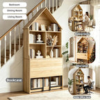 FNK Folding Desk with Storage Shelves, Narrow Foldable Desk | Convertible - Image 3