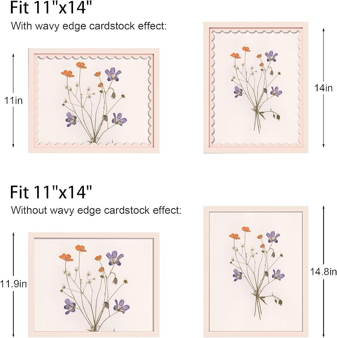 11x14 Picture Frame with Wavy Mat, Wooden Real Glass 11 x 14 Photo Frame - Image 3