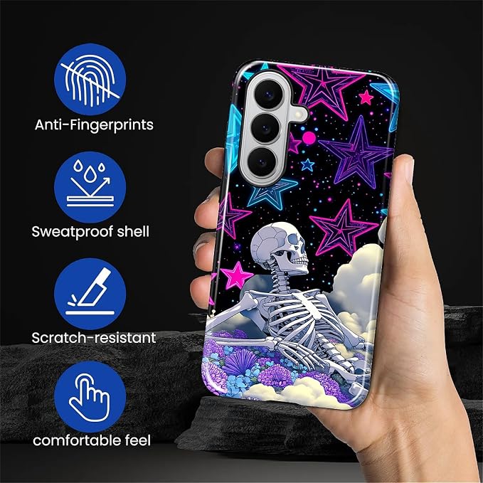 for Samsung Galaxy S26+ Case, Skull Star Collage Pattern Glossy 2 in 1 - Image 7