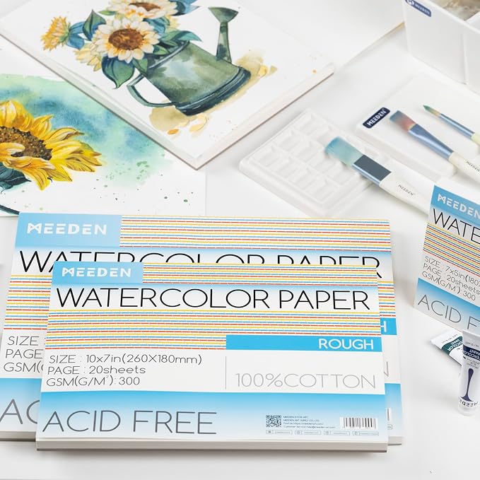 MEEDEN Watercolor Paper Block, 100% Cotton Watercolor Paper Pad of 20 Sheets - Image 6