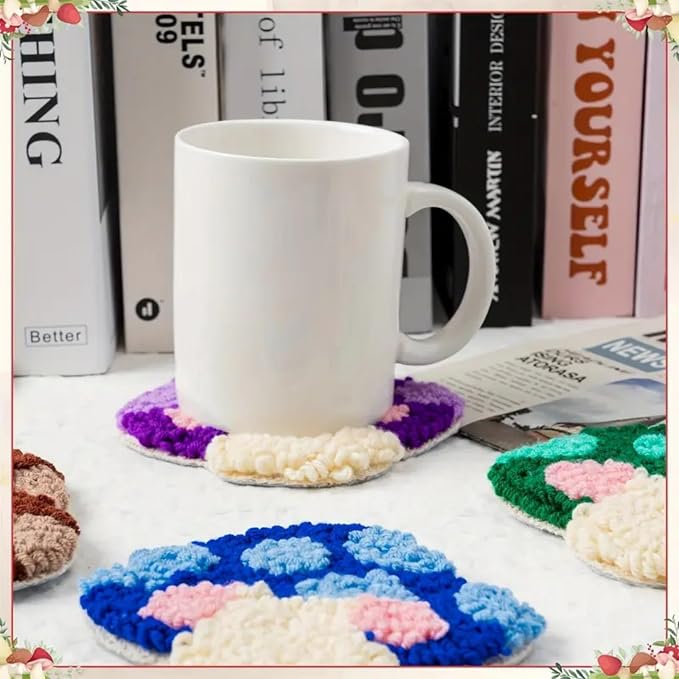 Avtytsda 6PCS Punch Needle Coaster Kit, Easy Punch Needle DIY Embroidery Set - Image 5
